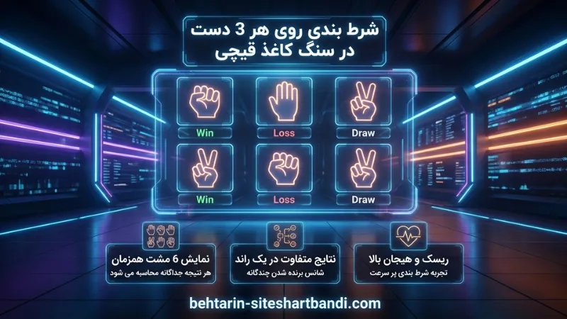 شرط بندی روی هر 3 دست در سنگ کاغذ قیچی